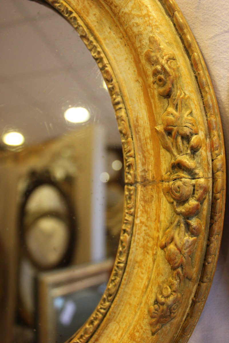 Pair Of Small Oval Medallion Mirrors, Mercury Mirror 31 X 37 Cm-photo-3