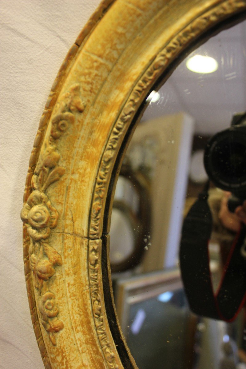 Pair Of Small Oval Medallion Mirrors, Mercury Mirror 31 X 37 Cm-photo-4