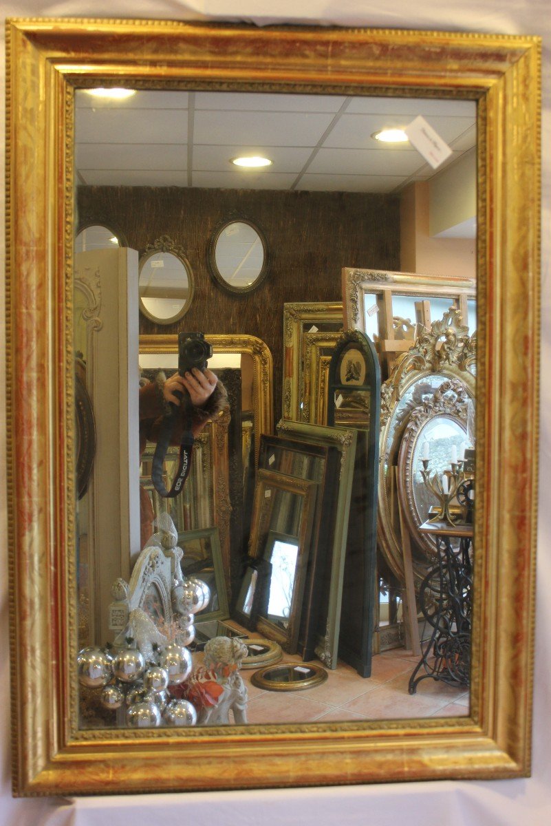 Miroir Rectangle Louis Philippe, Feuille d'Or Et Mercure 76 X 110 Cm-photo-2