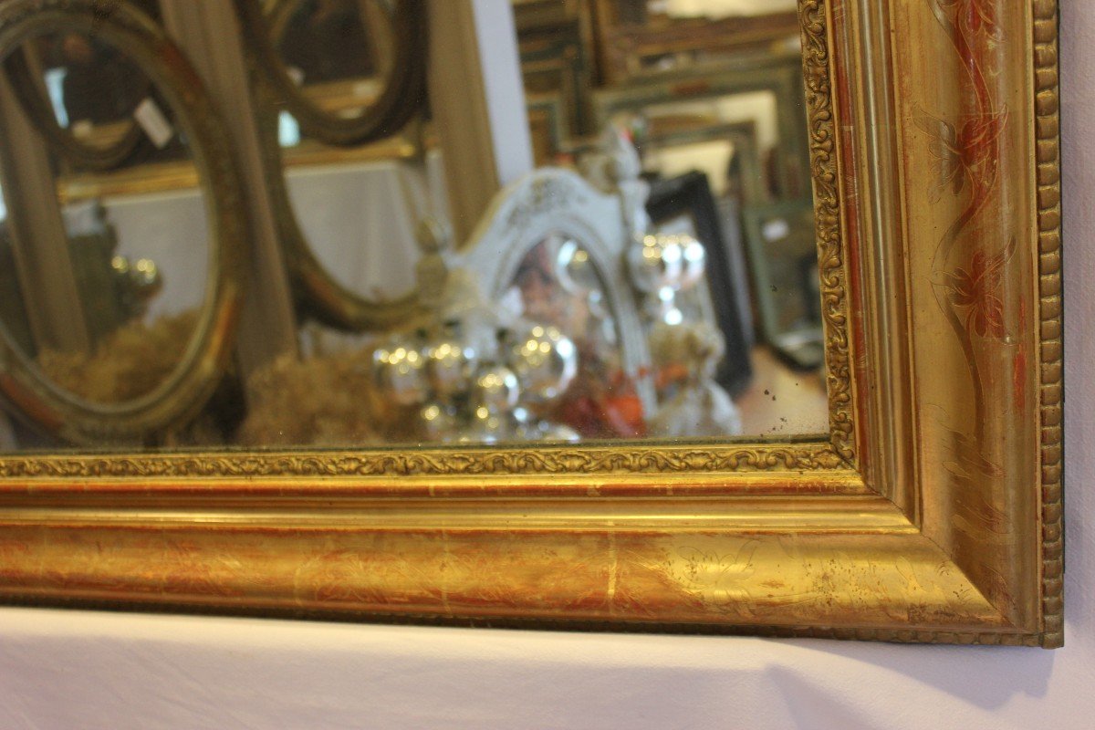 Miroir Rectangle Louis Philippe, Feuille d'Or Et Mercure 76 X 110 Cm-photo-3