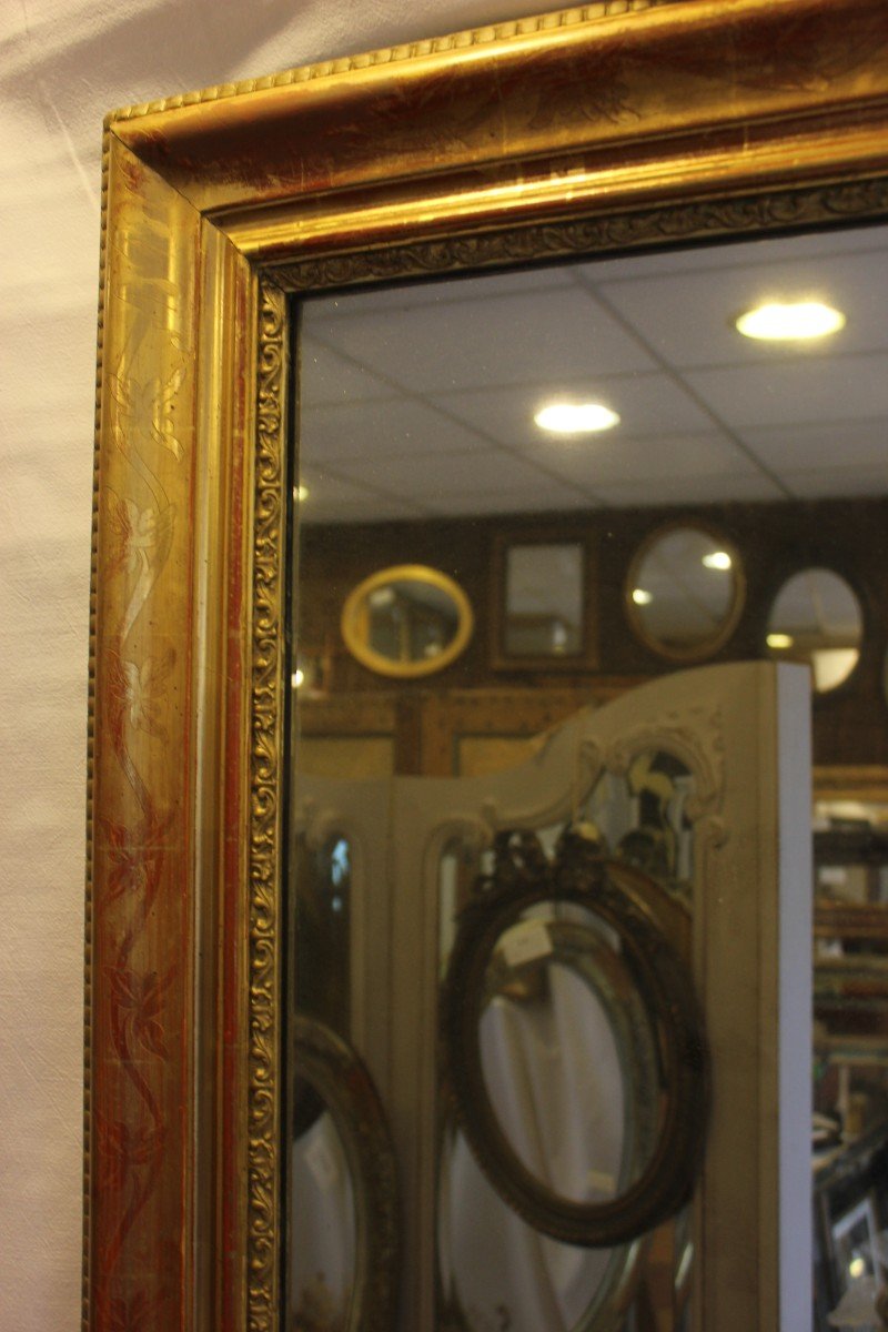 Miroir Rectangle Louis Philippe, Feuille d'Or Et Mercure 76 X 110 Cm-photo-1