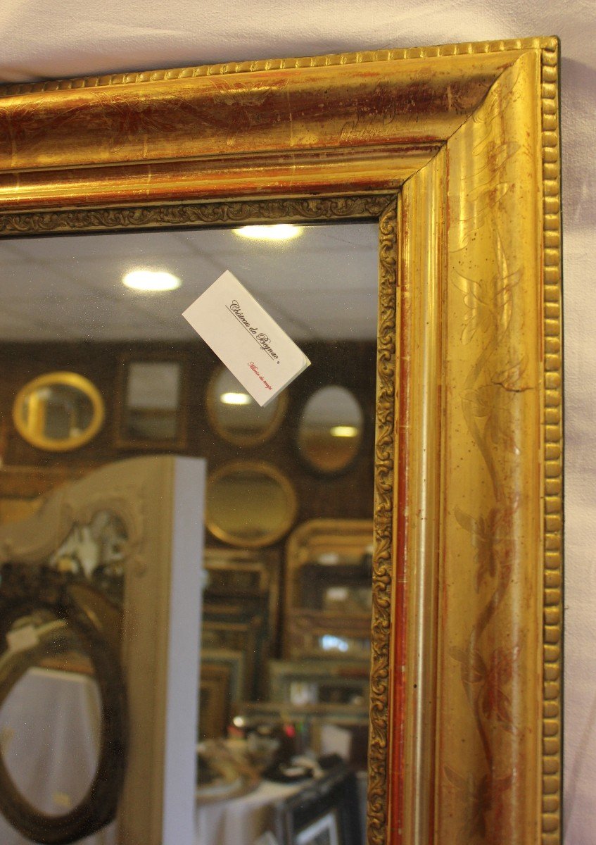 Miroir Rectangle Louis Philippe, Feuille d'Or Et Mercure 76 X 110 Cm-photo-2