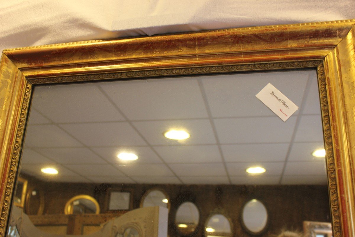 Louis Philippe Rectangle Mirror, Gold Leaf And Mercury 76 X 110 Cm-photo-3