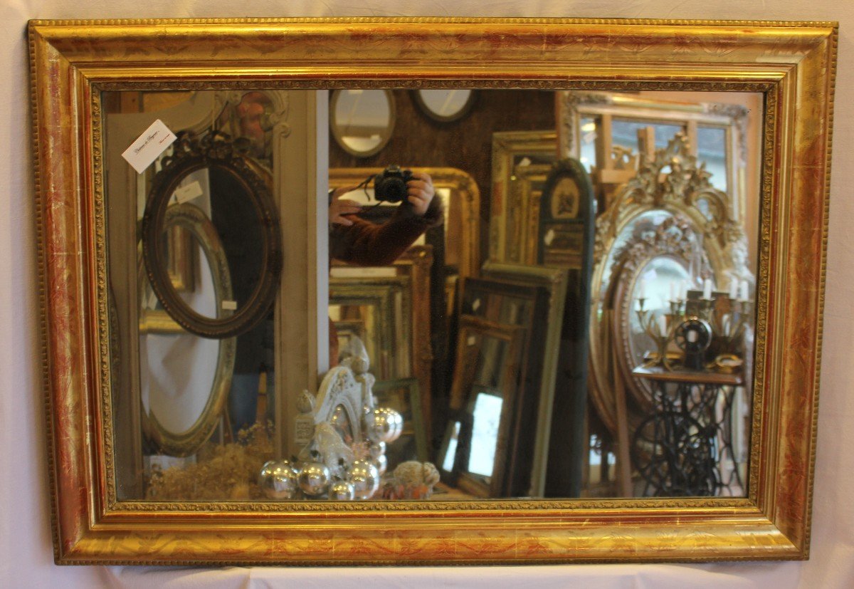 Miroir Rectangle Louis Philippe, Feuille d'Or Et Mercure 76 X 110 Cm