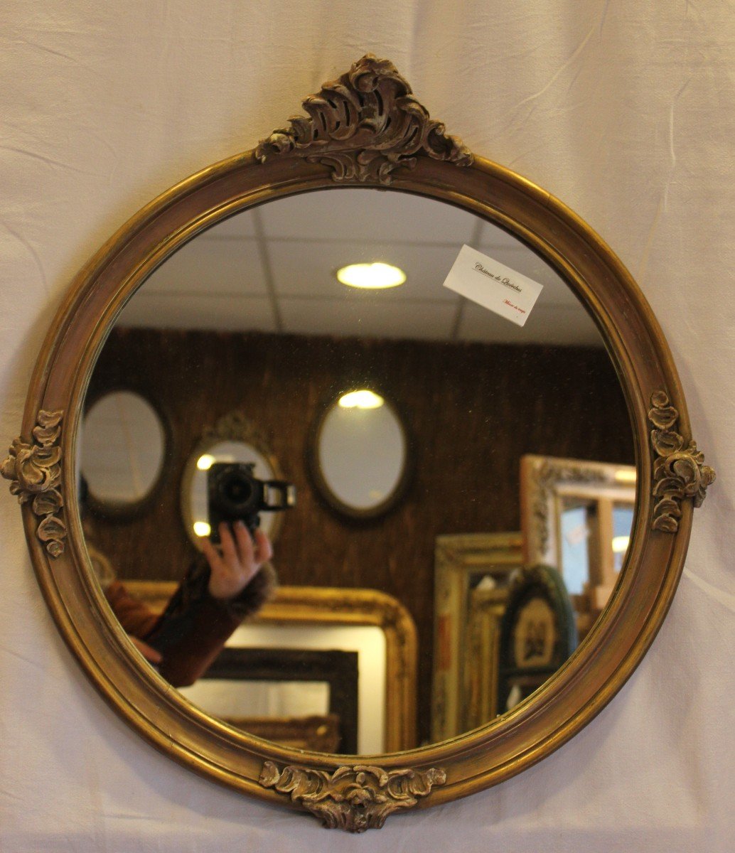 Miroir Rond De Style Louis XV, 54 X 58 Cm