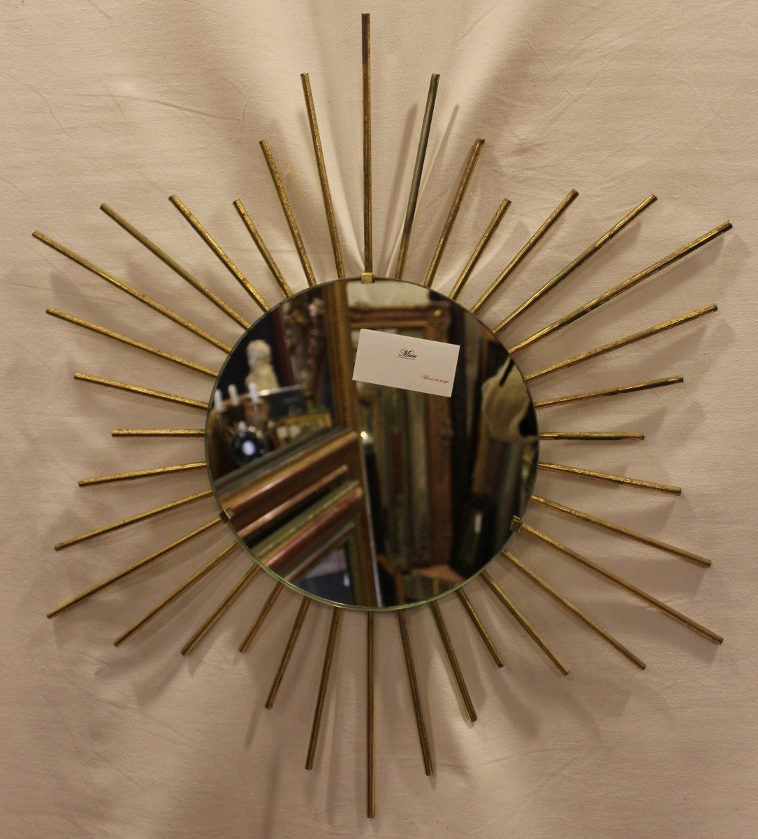 Miroir Soleil Année 50 Métal Doré 60 X 60 Cm-photo-1