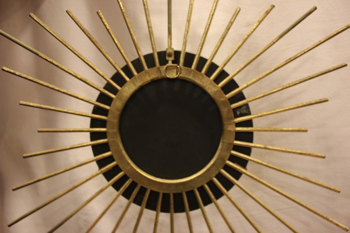 Miroir Soleil Année 50 Métal Doré 60 X 60 Cm-photo-5