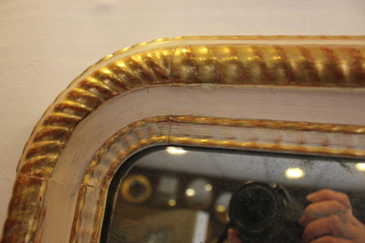 Louis Philippe Mirror, Gold Leaf And Patina, Mercury Ice 64 X 82 Cm-photo-5