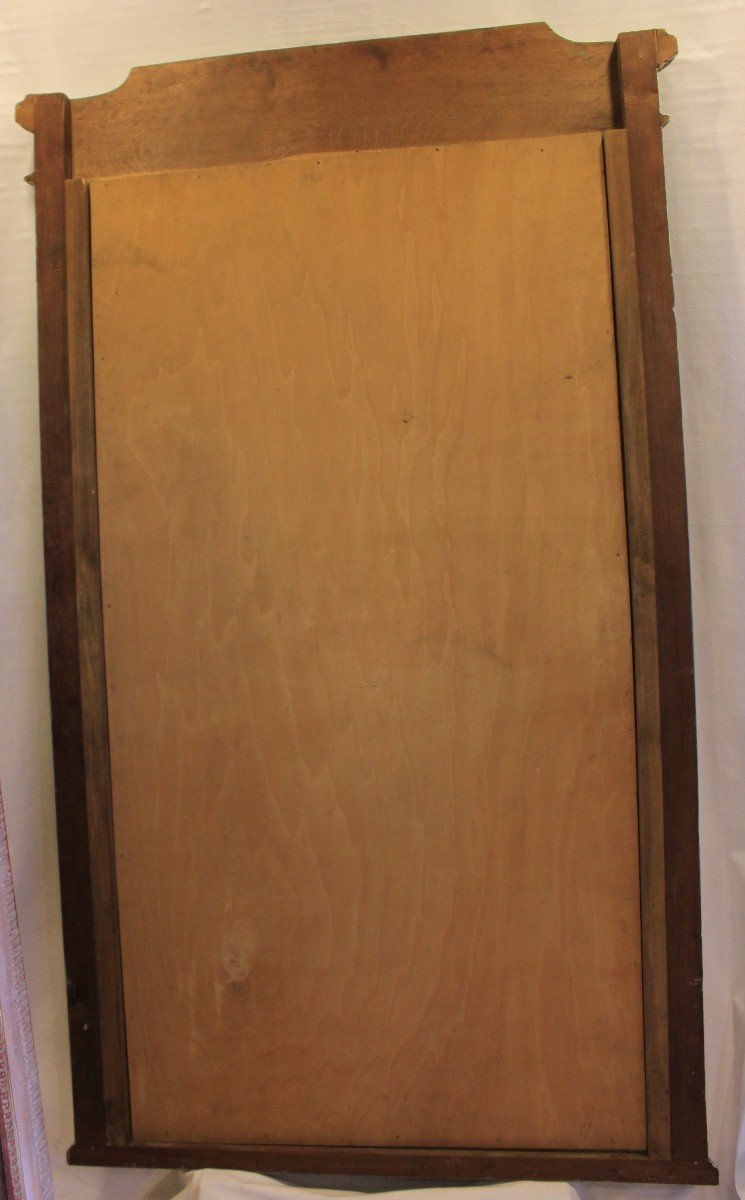 Large Carved And Patinated Wood Mirror, Beveled Ice 99 X 168 Cm-photo-7