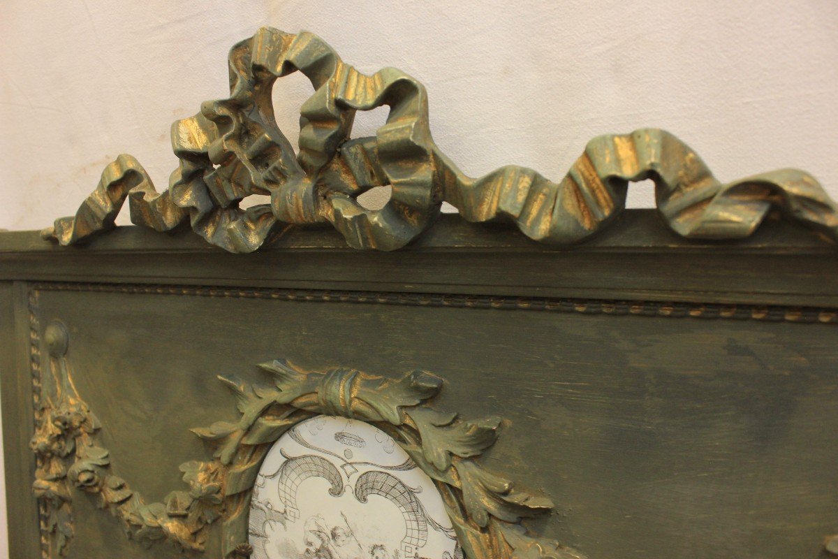 Patinated Louis XVI Style Trumeau, Beveled Mirror 74 X 135 Cm-photo-1