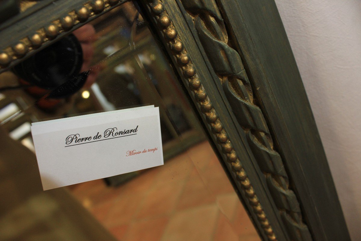 Patinated Louis XVI Style Trumeau, Beveled Mirror 74 X 135 Cm-photo-7