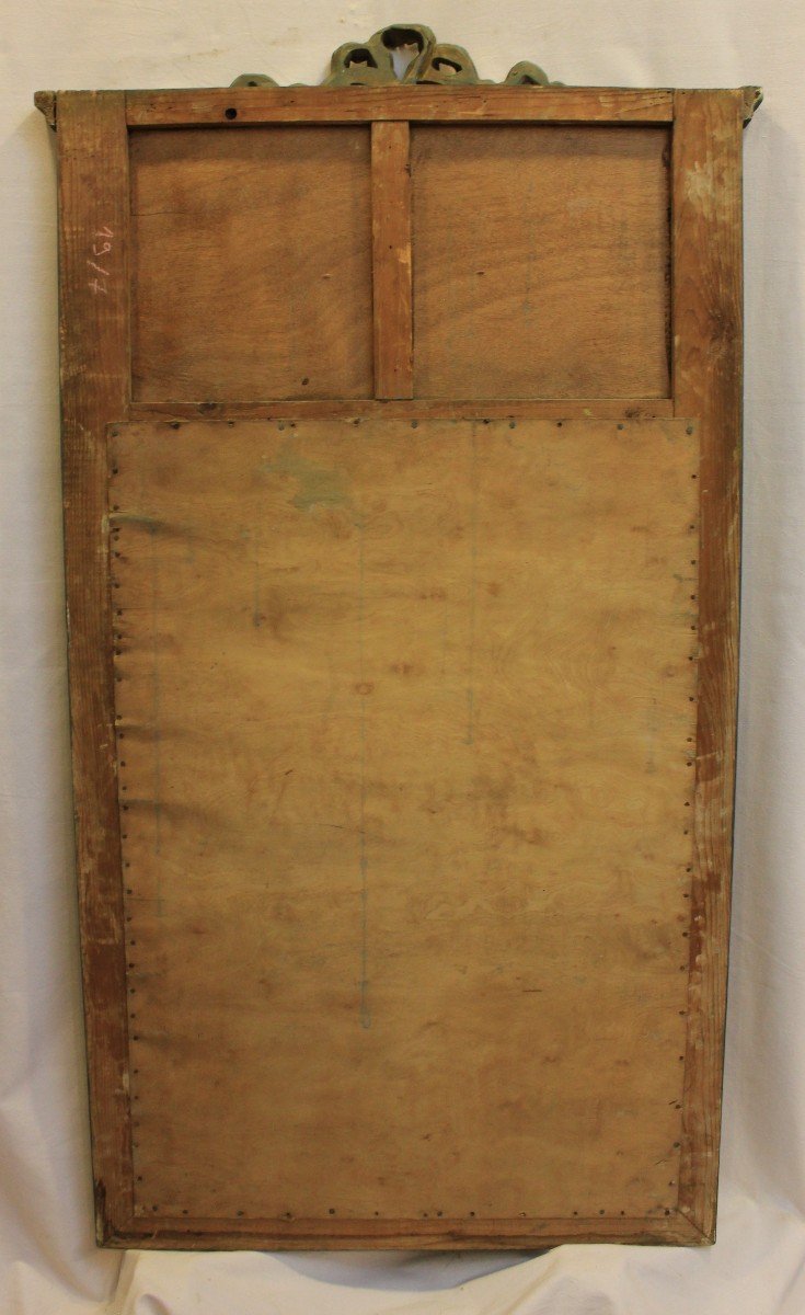 Patinated Louis XVI Style Trumeau, Beveled Mirror 74 X 135 Cm-photo-8