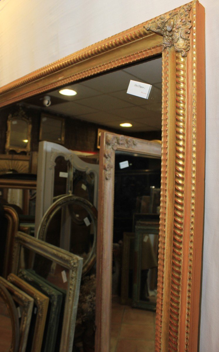 Large Floor Standing Mirror, Gold Leaf, Mercury Ice 115 X 175 Cm-photo-7