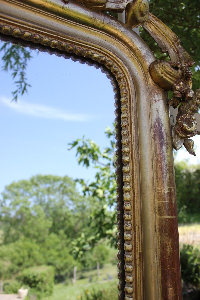 Très Grand Miroir Ancien à Poser Au Sol, Feuille d'Or, Glace Mercure, 135 X 213 Cm-photo-6