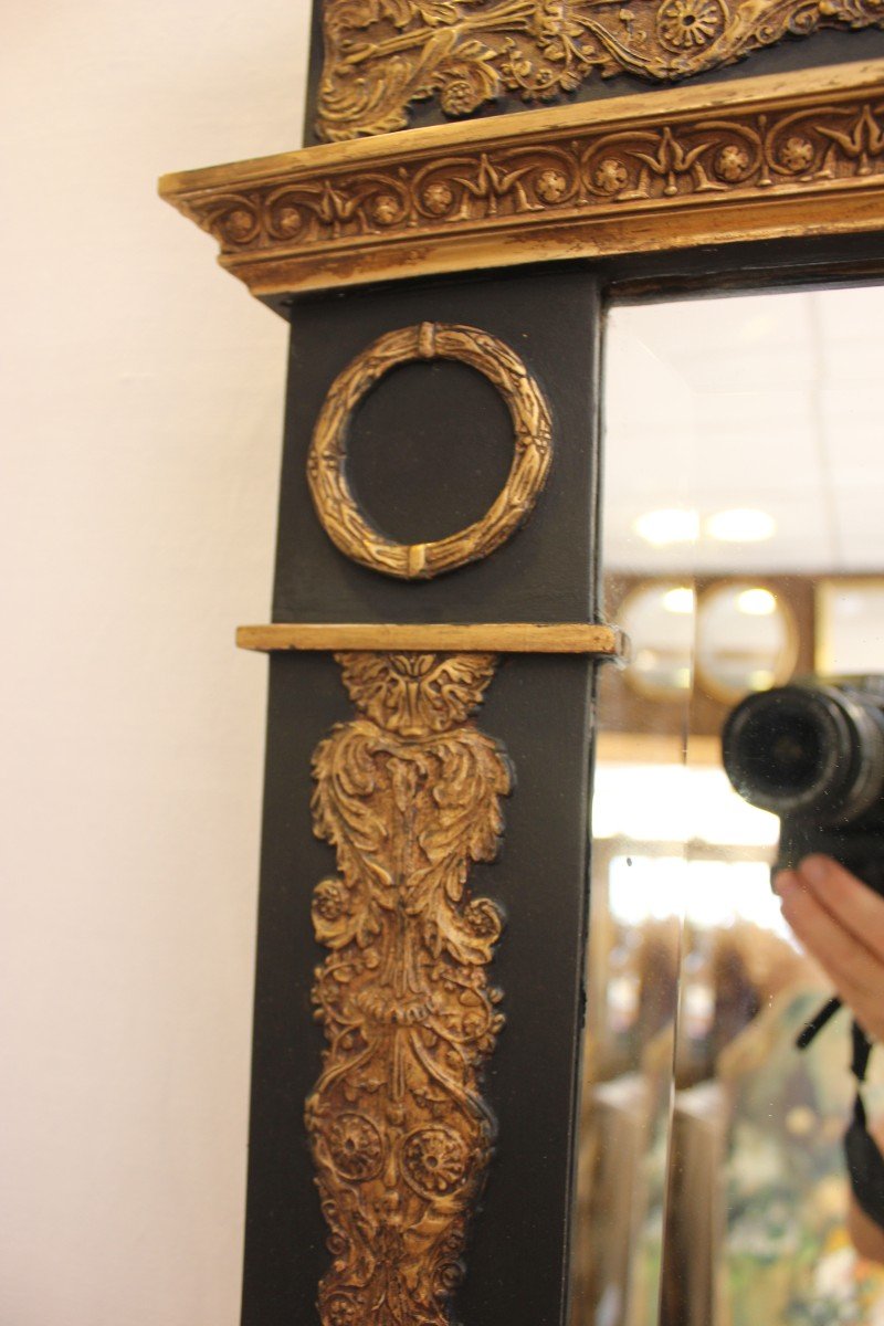 Grand Miroir trumeau Style Empire, Glace Biseautée, Décor Aigle Impérial 117 X  196 Cm-photo-3