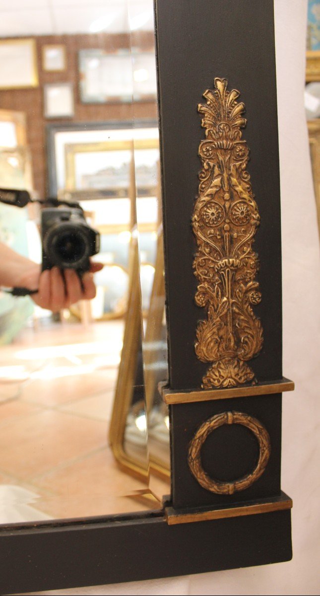 Grand Miroir trumeau Style Empire, Glace Biseautée, Décor Aigle Impérial 117 X  196 Cm-photo-4