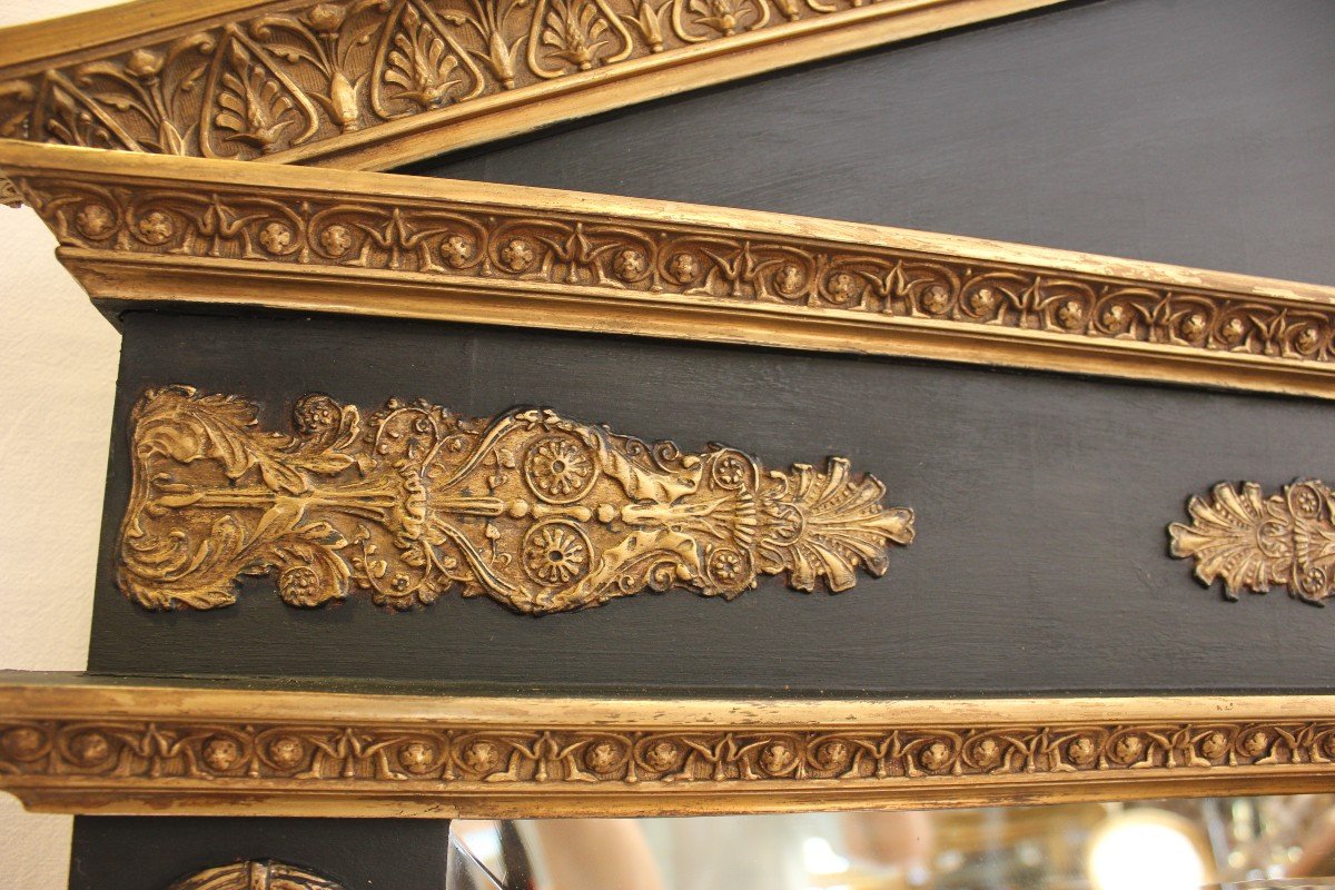 Grand Miroir trumeau Style Empire, Glace Biseautée, Décor Aigle Impérial 117 X  196 Cm-photo-3