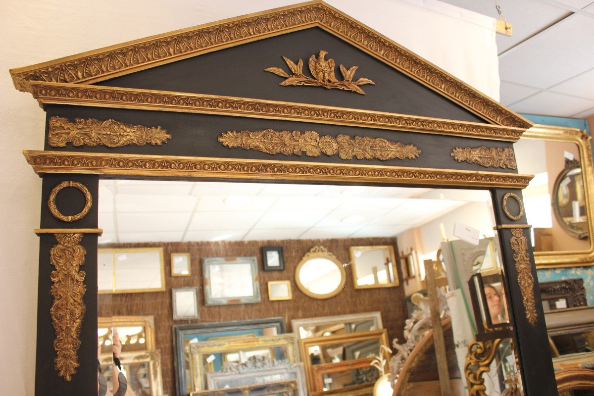 Grand Miroir trumeau Style Empire, Glace Biseautée, Décor Aigle Impérial 117 X  196 Cm-photo-5