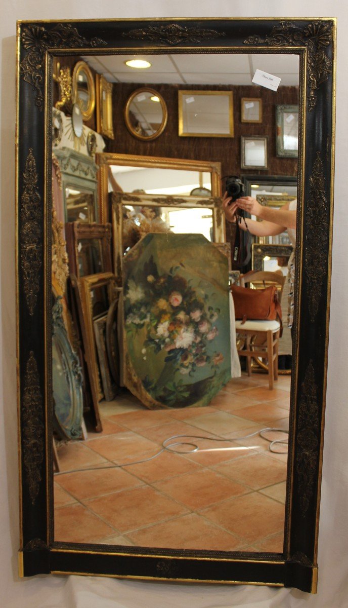 Grand Miroir Empire, Noir Et Or, Décors Aux Caducées 86 X 159 Cm-photo-2