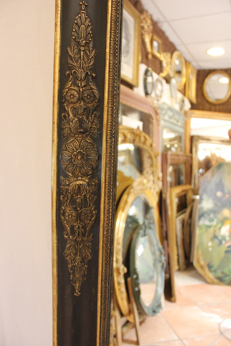 Grand Miroir Empire, Noir Et Or, Décors Aux Caducées 86 X 159 Cm-photo-4