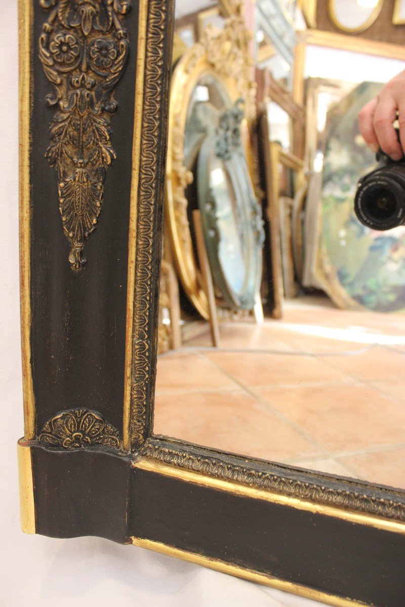 Grand Miroir Empire, Noir Et Or, Décors Aux Caducées 86 X 159 Cm-photo-1