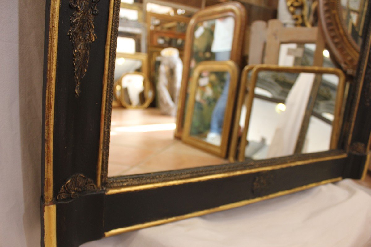 Grand Miroir Empire, Noir Et Or, Décors Aux Caducées 86 X 159 Cm-photo-3