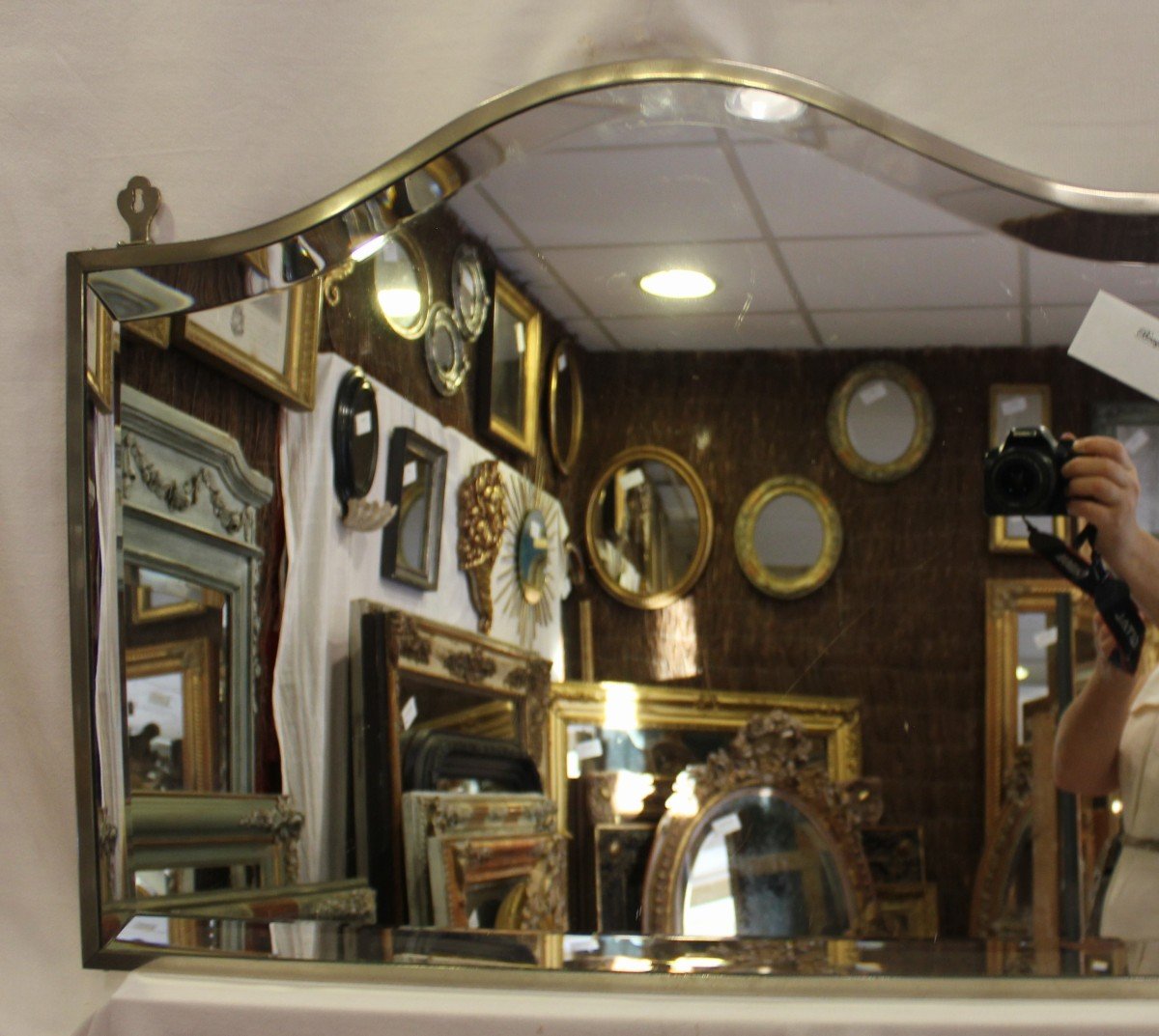 Miroir Acier Chromé Année"60", Glace Biseautée 51 X 70 Cm-photo-2