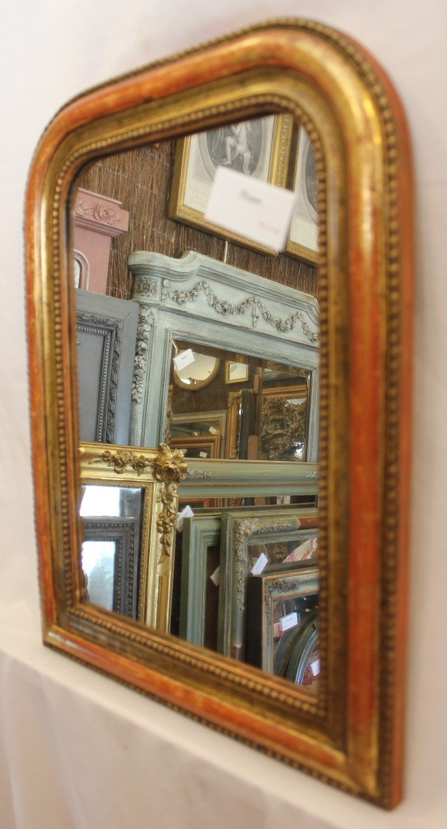 Small Louis Philippe Beaded Mirror Gilding And Mercury 37 X49 Cm-photo-5