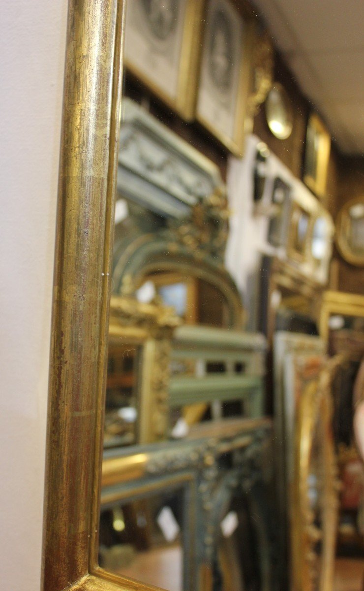 Miroir Rectangle Demi-jonc, Feuille d'Or d'Origine 71 X 95 Cm-photo-1