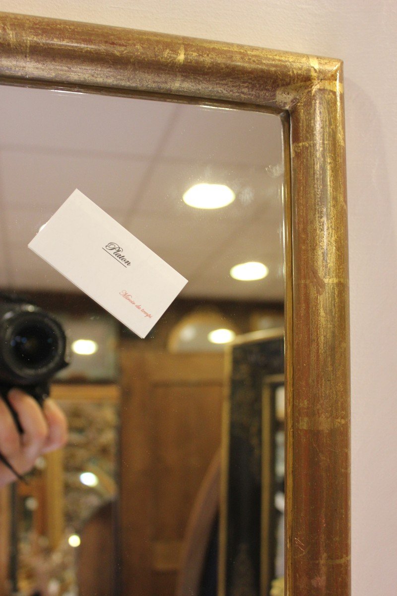Miroir Rectangle Demi-jonc, Feuille d'Or d'Origine 71 X 95 Cm-photo-3