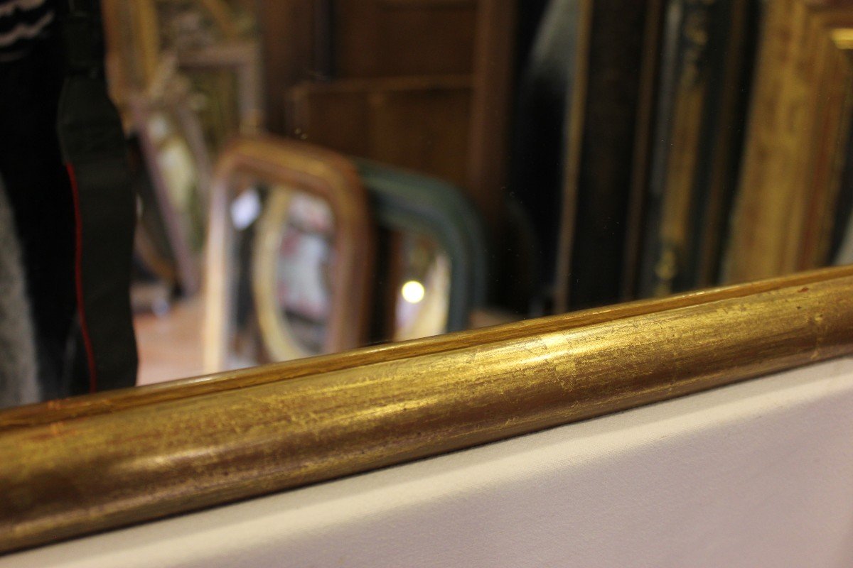 Miroir Rectangle Demi-jonc, Feuille d'Or d'Origine 71 X 95 Cm-photo-4