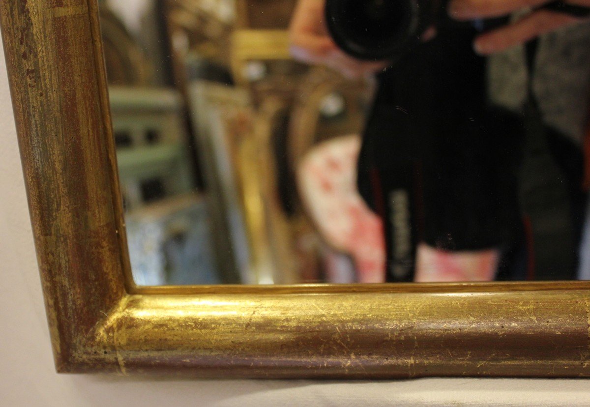 Miroir Rectangle Demi-jonc, Feuille d'Or d'Origine 71 X 95 Cm-photo-5