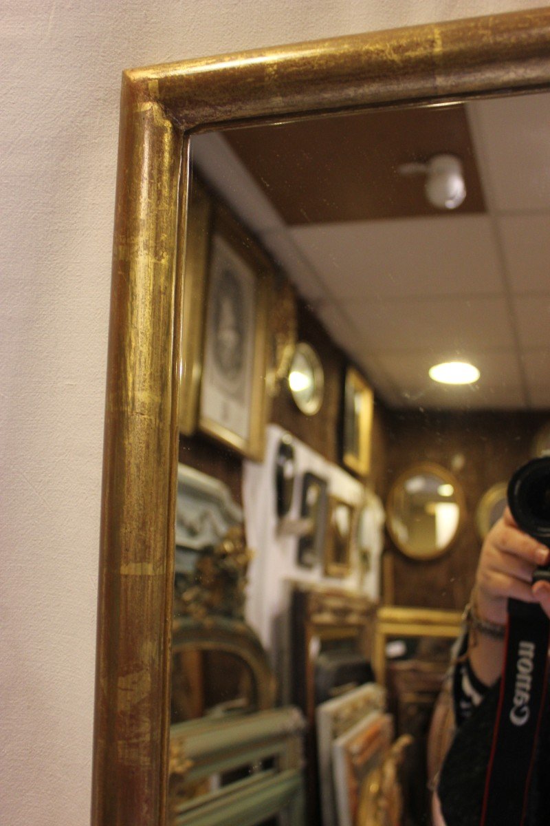 Miroir Rectangle Demi-jonc, Feuille d'Or d'Origine 71 X 95 Cm-photo-6