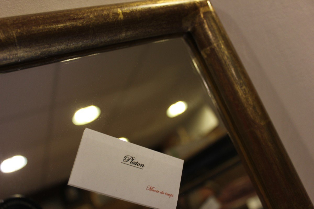 Miroir Rectangle Demi-jonc, Feuille d'Or d'Origine 71 X 95 Cm-photo-7