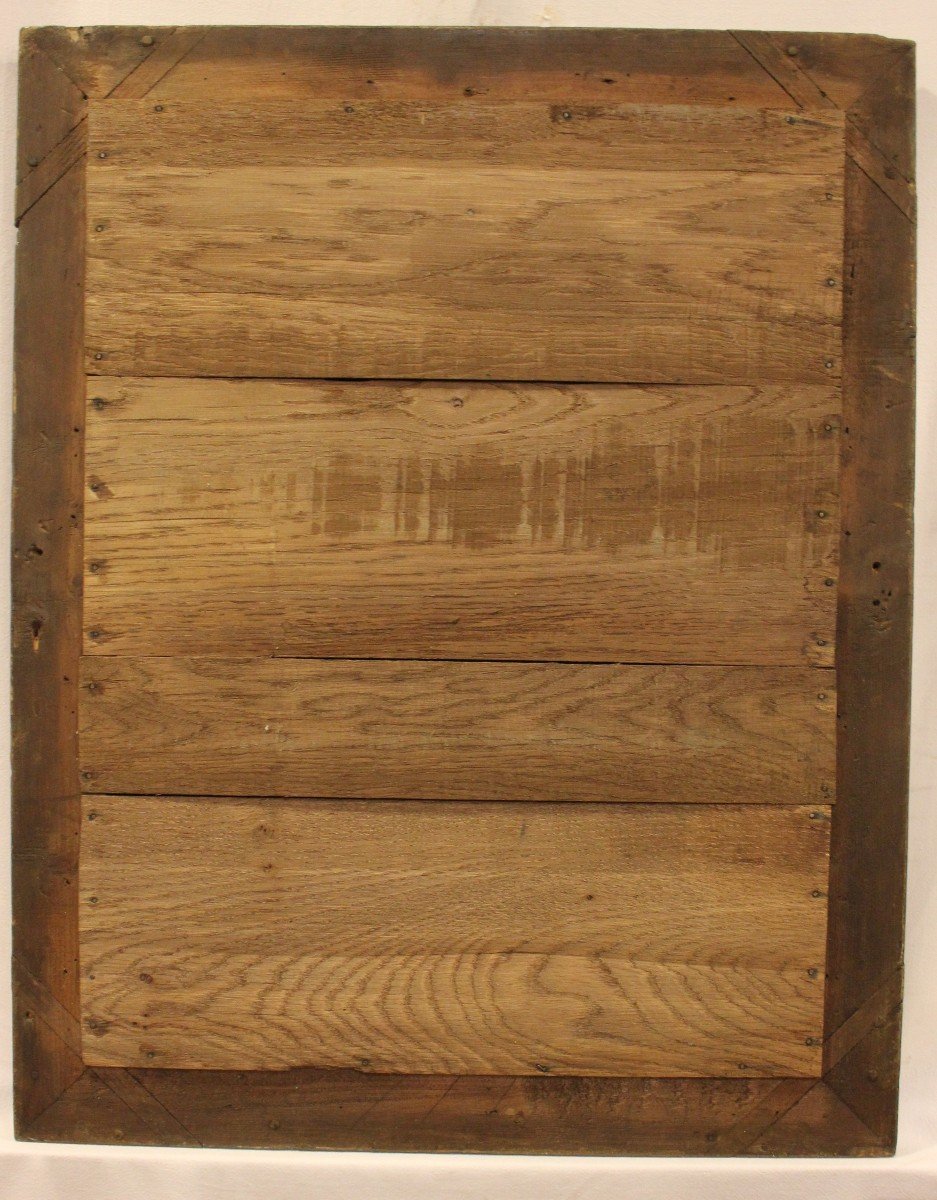 Petit Miroir Rectangle, Patine Ton Vert Et Feuille d'Or 49 X 62 Cm-photo-4