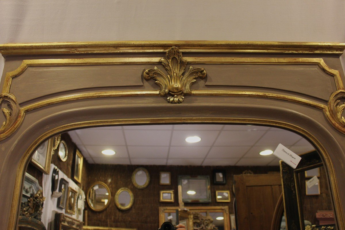 Miroir trumeau De Cheminée De Style Louis XV, Feuille d'Or Et Patine 110 X 171 Cm-photo-2