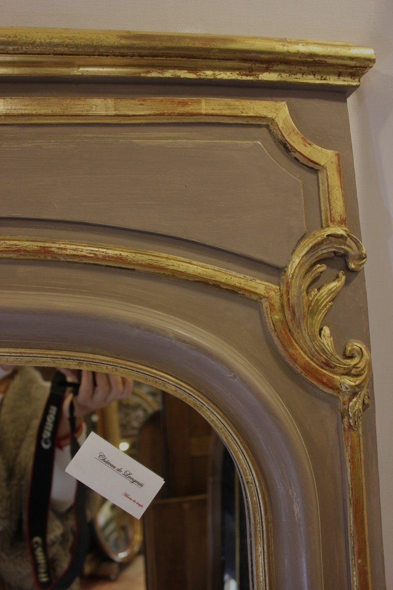 Miroir trumeau De Cheminée De Style Louis XV, Feuille d'Or Et Patine 110 X 171 Cm-photo-3