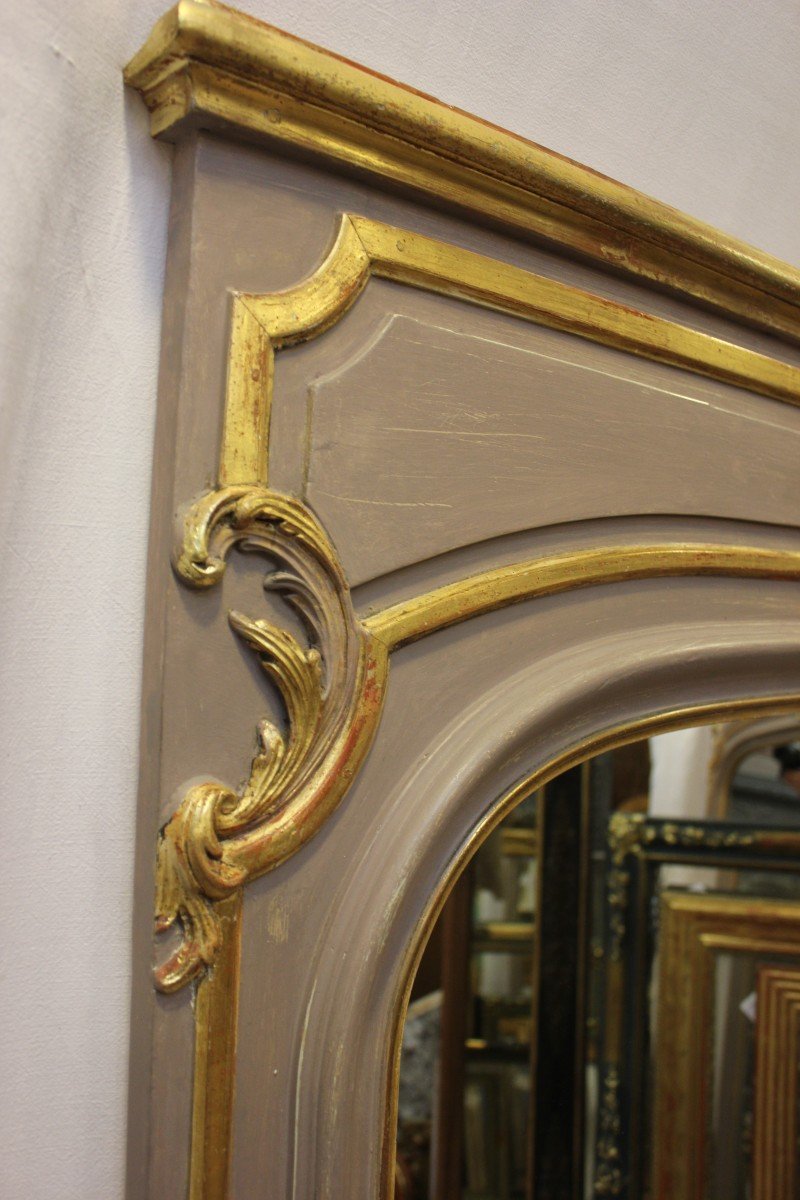 Miroir trumeau De Cheminée De Style Louis XV, Feuille d'Or Et Patine 110 X 171 Cm-photo-7