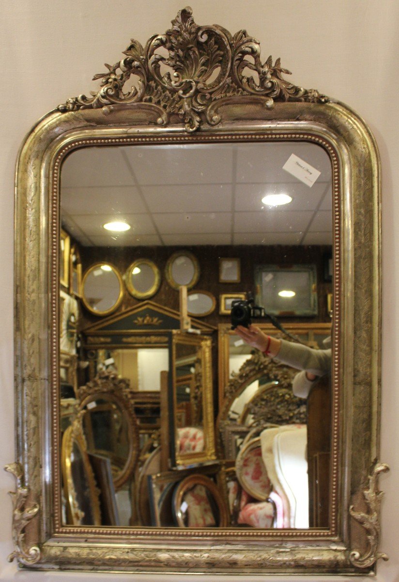 Louis XV Style Mirror, Silver Leaf 80 X 114 Cm