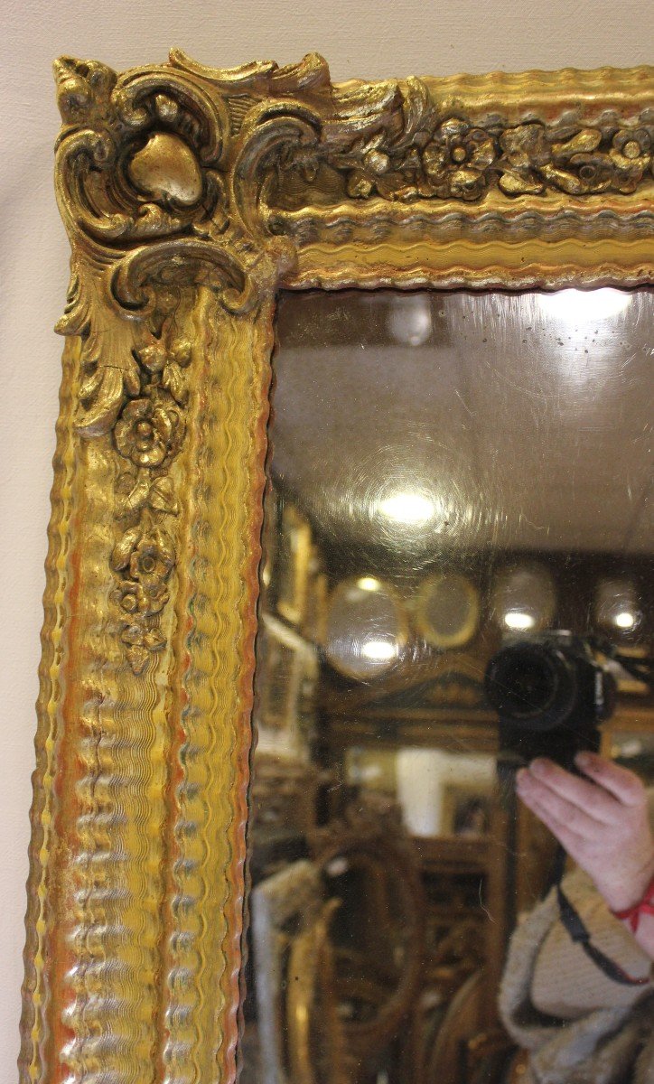 Grand Miroir Rectangle Ancien, Dorure Et Patine, Glace Mercure72 X 170 Cm-photo-1
