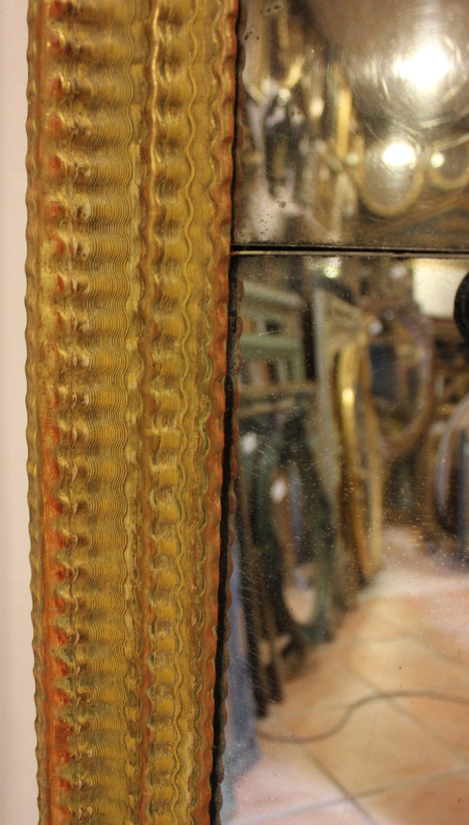 Grand Miroir Rectangle Ancien, Dorure Et Patine, Glace Mercure72 X 170 Cm-photo-2