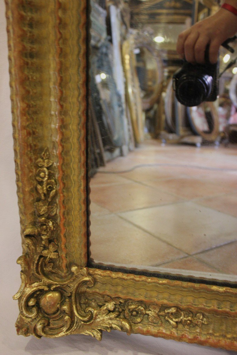 Grand Miroir Rectangle Ancien, Dorure Et Patine, Glace Mercure72 X 170 Cm-photo-4
