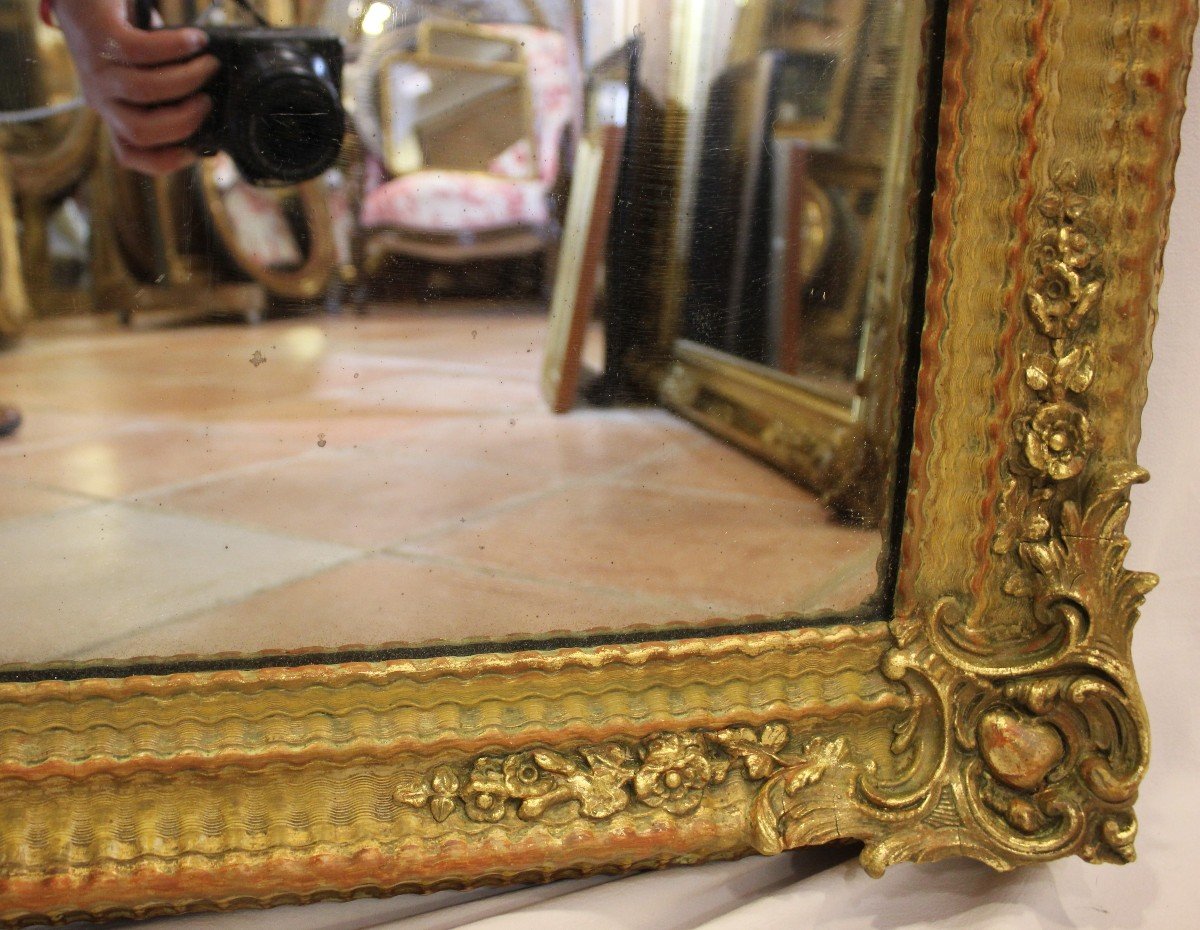 Grand Miroir Rectangle Ancien, Dorure Et Patine, Glace Mercure72 X 170 Cm-photo-5
