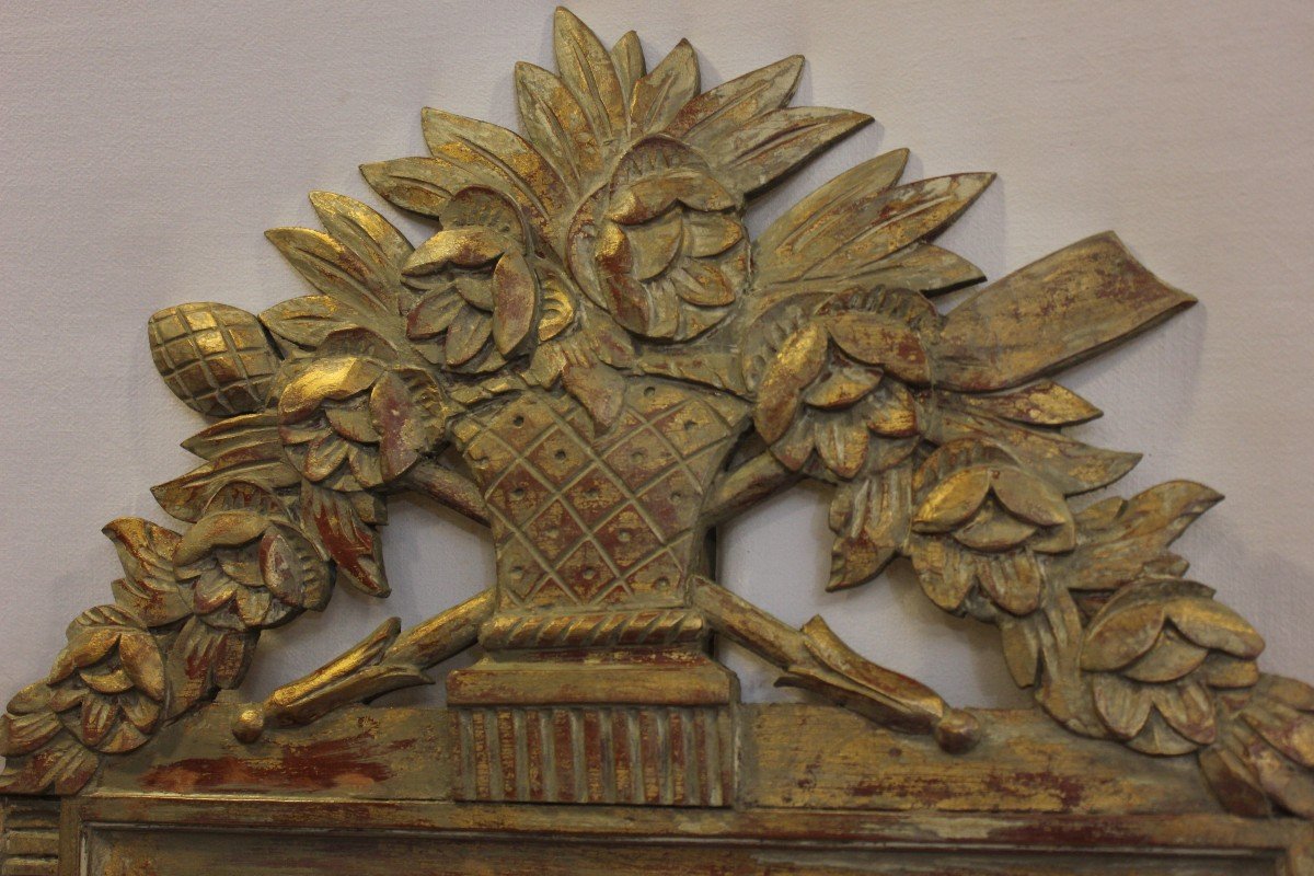 Louis XVI Style Mirror, Carved Wood And Patina Of Life, 45 X 81 Cm-photo-2