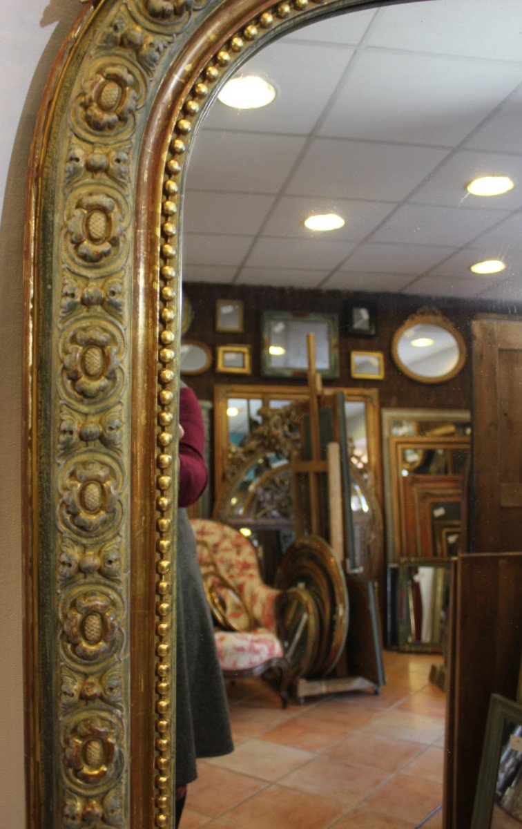 Large Antique Mirror, Gold Leaf And Patina 105 X 184 Cm-photo-4