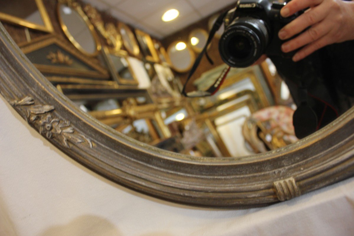 Miroir Ovale Style Louis XV, Coquille Et Patine 48 X 65 Cm-photo-1