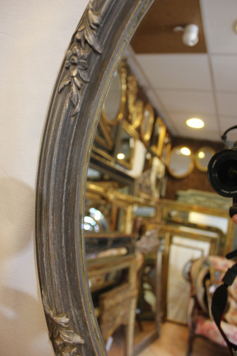 Miroir Ovale Style Louis XV, Coquille Et Patine 48 X 65 Cm-photo-2