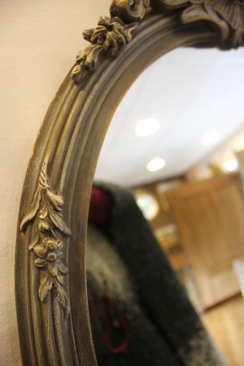 Miroir Ovale Style Louis XV, Coquille Et Patine 48 X 65 Cm-photo-7