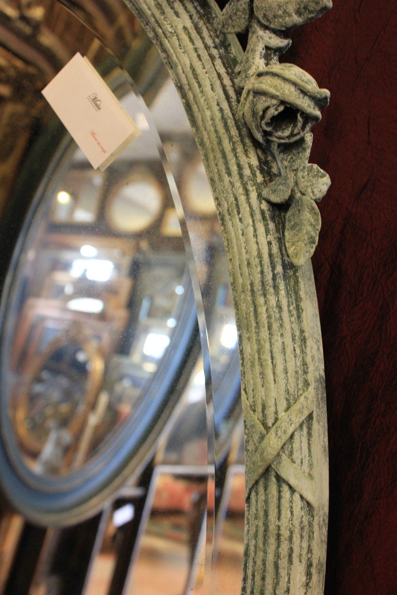 Large Oval Louis XVI Knot Mirror, Beveled Glass 77 X 141 Cm-photo-1
