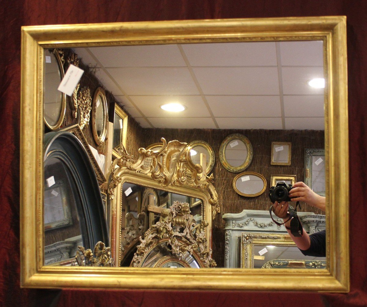 65 X 80 Cm, Miroir Ancien Rectangle Doré Feuille d'Or, Louis Philippe